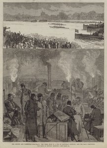 La Carrera de Botes de Oxford y Cambridge, el Barco de Prensa en una Niebla el Sábado por la Mañana, y la Carrera Pospuesta, la Carrera el Lunes por la Mañana de Sir John Charles Robinson